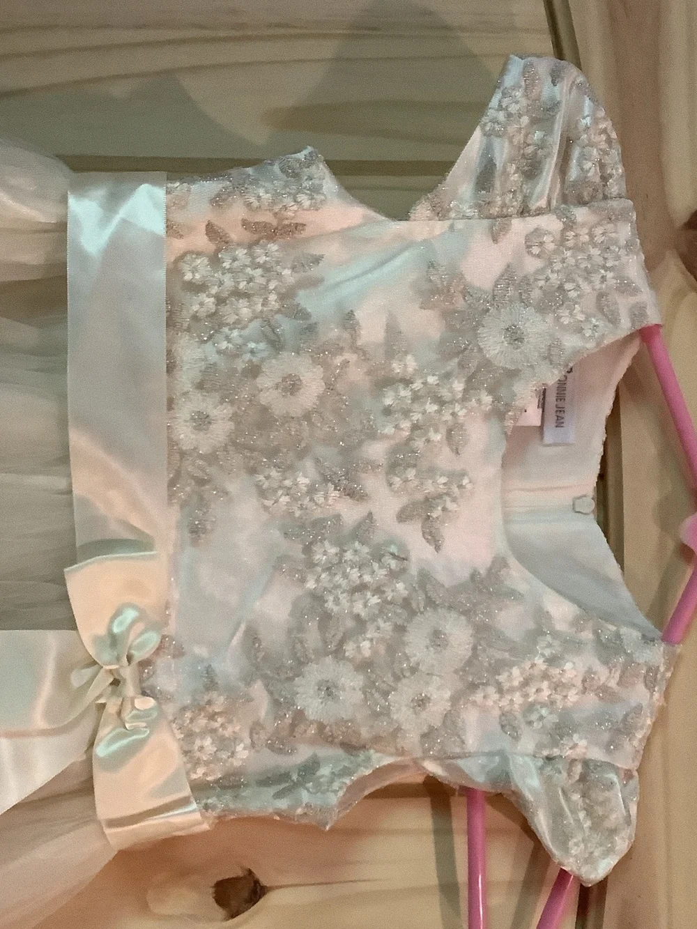 Bonnie Jean Ivory Lace Tulle Dress with Satin Bow
